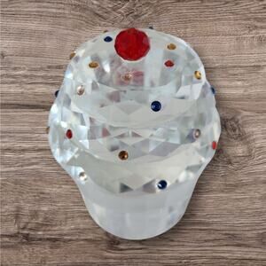 Cupcake heavy glass paperweight decor by Simon Designs birthday gift
